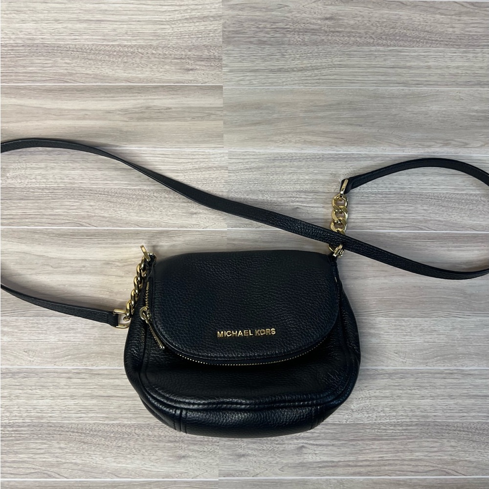 Michael Kors Black Crossbody Bag with Gold Accents